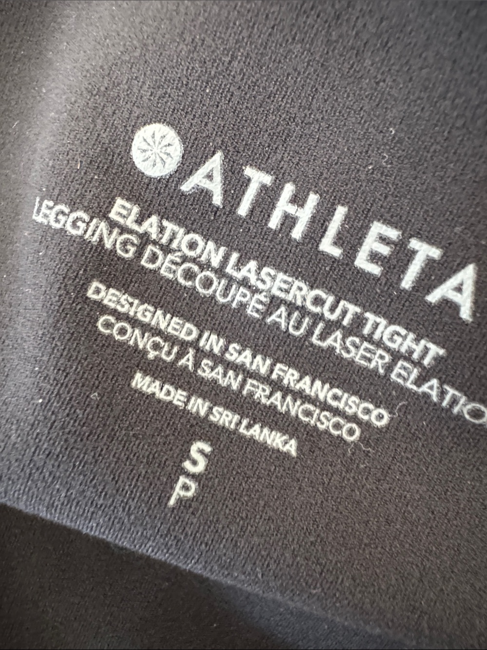 Athleta Elation Laser Cut Tight Leggings Black High Rise Yoga Pants Size SP - Picture 7 of 7